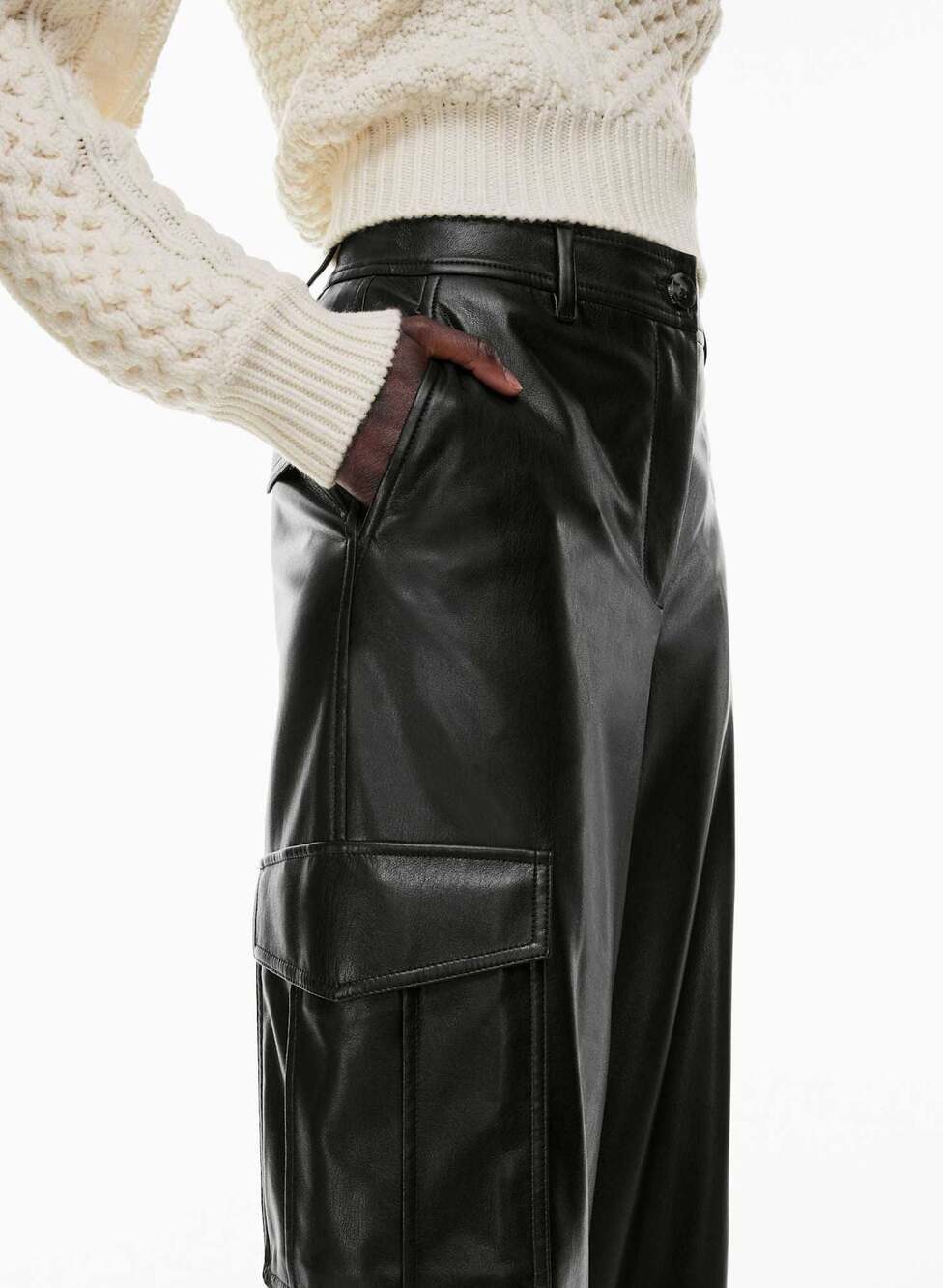 Aritzia Wilfred Wide Leg Vegan Leather Cargo Pants - Picture 4 of 8